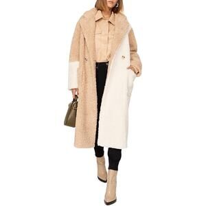 Peter Som Collective Women's Large Tan Beige Colorblock Sherpa Coat Cozy HR3-46
